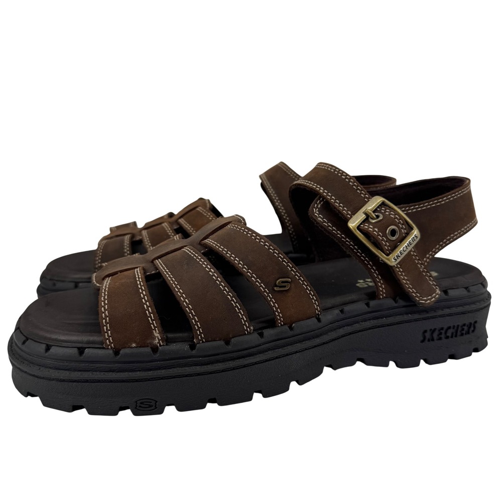 Y2K Skechers Jammers Fisherman Sandals Womens 10‎ Brown Chunky Lug Sole Buckle